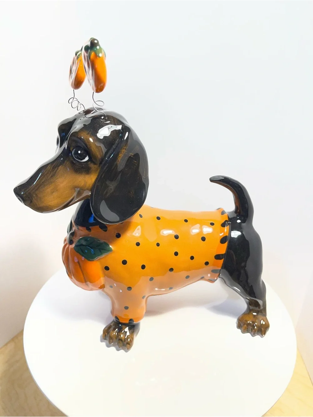 Blue Sky Clayworks Halloween Pumpkin Costume Dachshund Figurine - NWT **